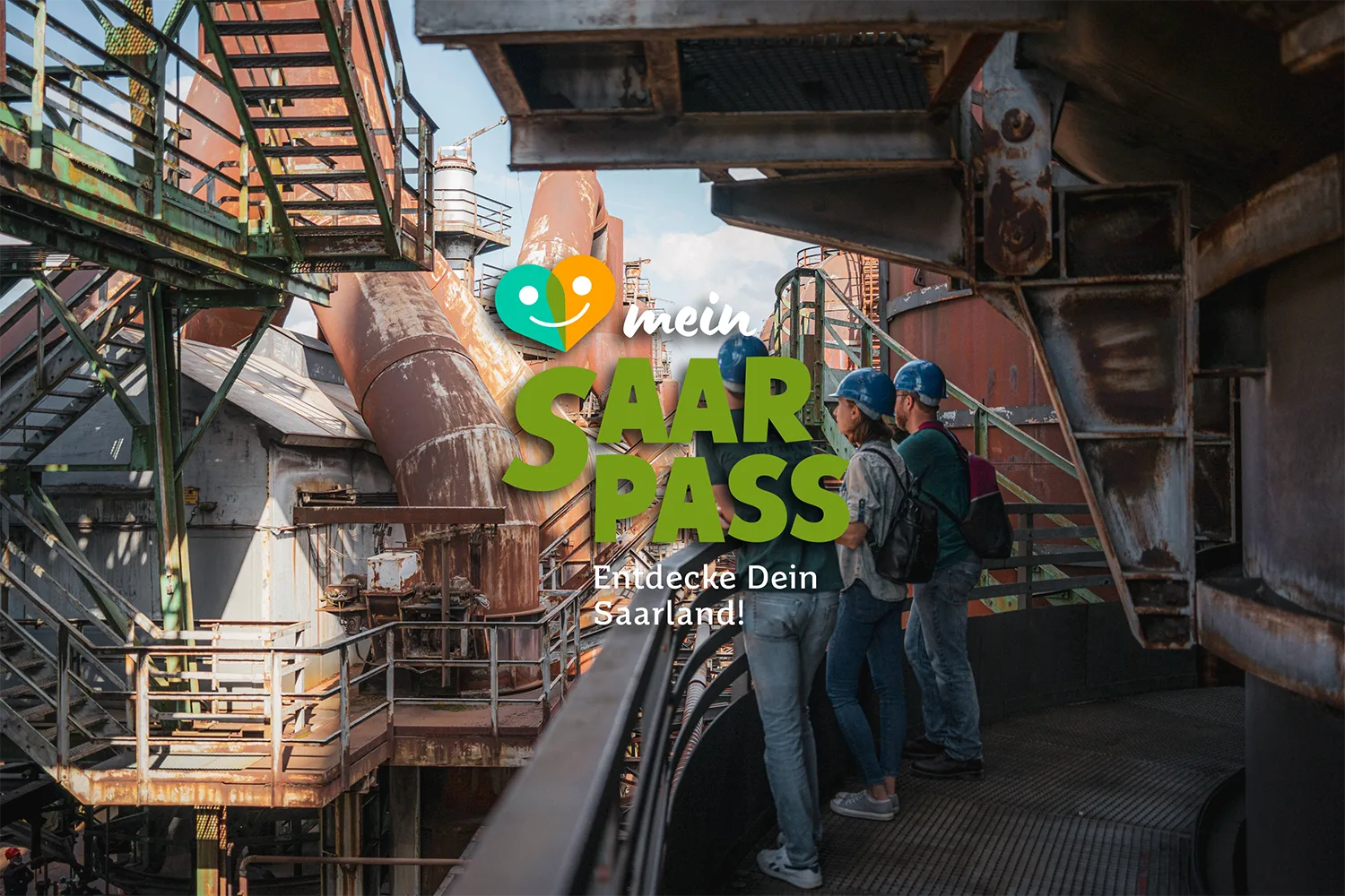 Saar Pass Motiv mit Logo vor der Völklinger Hütte